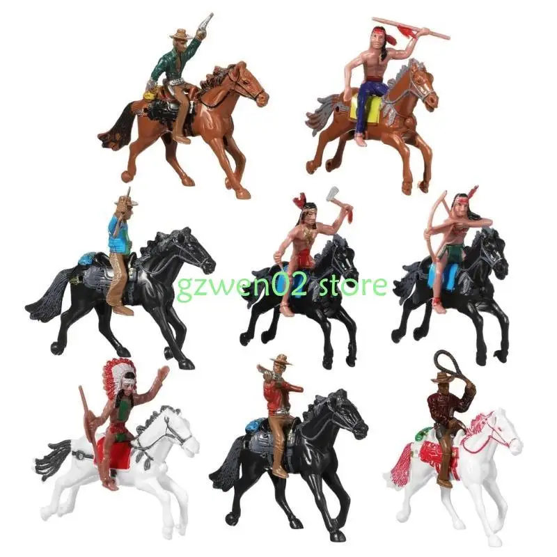 

QXNB Western Cowboy and Indian Horse Models for Farm and Office Display