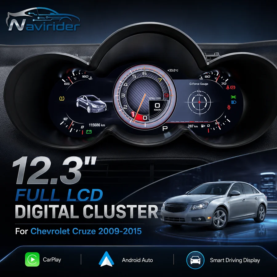 Panel de Instrumentos Digital LCD Completo para Chevrolet Cruze 2009-2015, Velocímetro Original para el Tablero del Automóvil, Compatible con Carplay, Panel HD