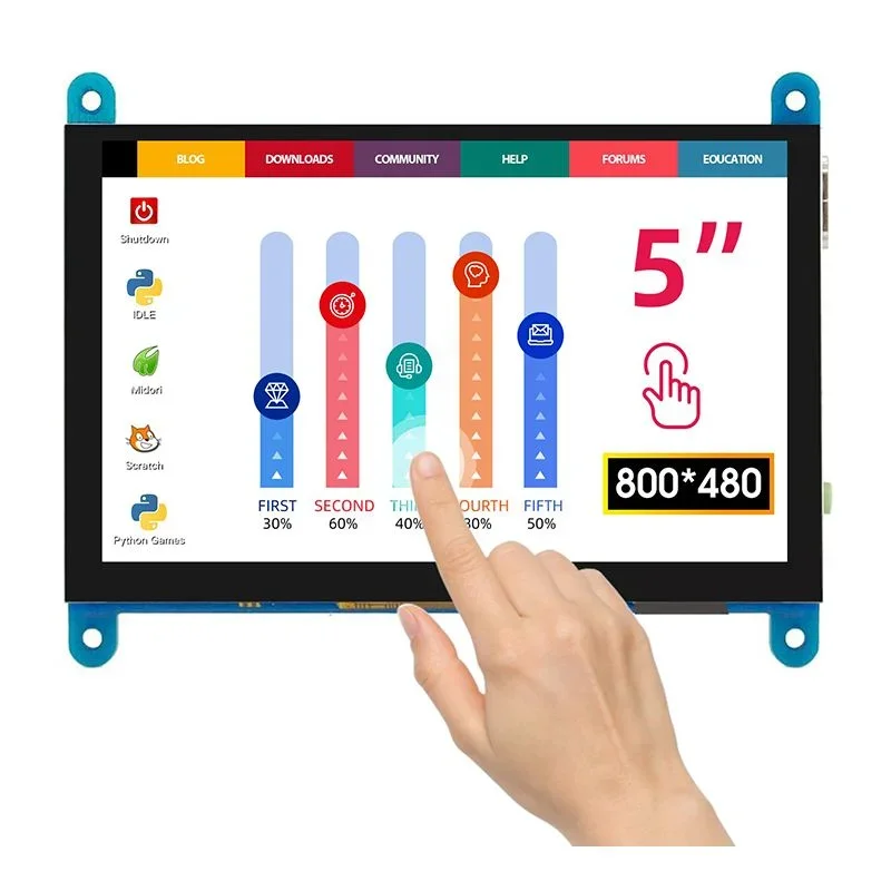 Elecrow 5 inch RC050 Touchscreen Portable Monitor HDMI-compatible 800x480 LCD Displays for Raspberry Pi 5/ PC/ SONY PS4