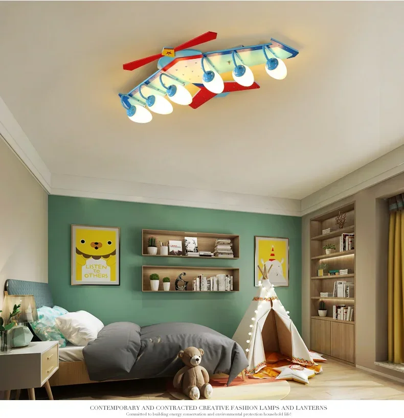 Children's bedroom lamp cartoon boy girl modern minimalist led ceiling lamp creative kindergarten aircraft lighting
