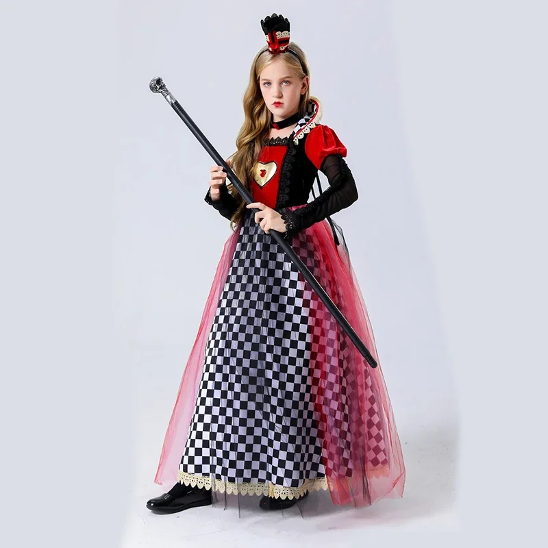 Halloween Children Queen Of Hearts Cosplay Costume