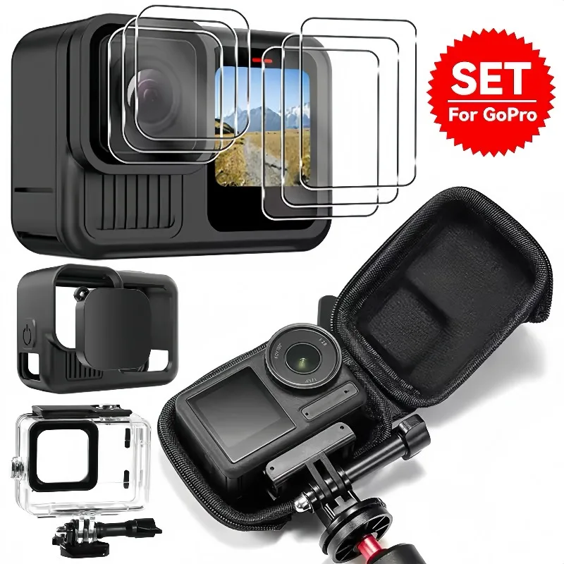 

Черный силиконовый чехол из закаленного стекла для GoPro Hero 13, защитная крышка для объектива со шнурком для хранения комплекта Go Pro Hero 13