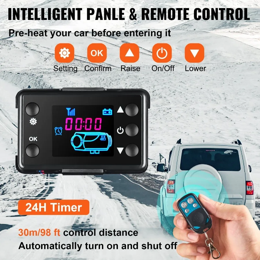 5KW 디젤 공기 히터 올인원 12V 디젤 주차 히터 소음기 5000W 디젤 히터 LCD 스위치 포함 RV용 리모컨