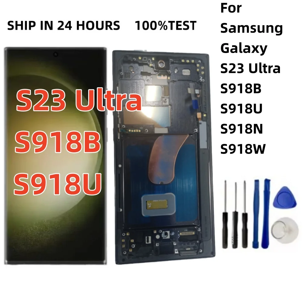 oled-tft-display-lcd-for-samsung-galaxy-s23-ultra-s918b-ds-s918u-s918n-s918w-dynamic-touch-screen-incell-with-frame-replacement