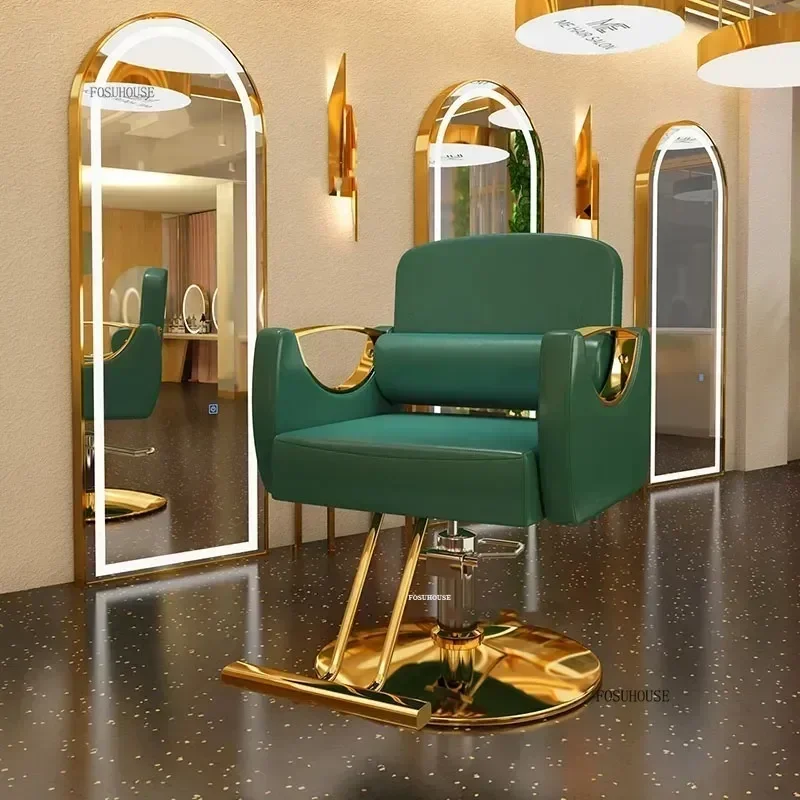 Nordic Luxury Barber Chair Beauty Barbershop Portable Swivel Gold Barber Chairs Iron Commercial Furniture Beauty Salon Chair w