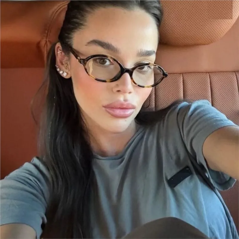 

Vintage Oval Sunglasses 2025 Women Luxury Brand Designer Small Oval Anti Blue Light Glasses Retro Fashion Men Leopard Eyegalsses