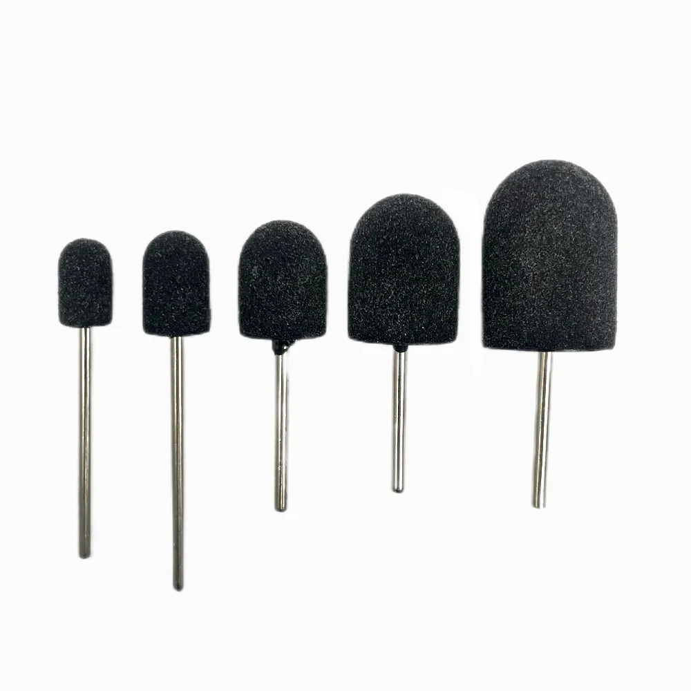 5pcs Black Nail Sanding Caps With Rubber Gel Polish Remover Nail Drill Bit Mill Grinding Pedicure Tool for Manicure Machine