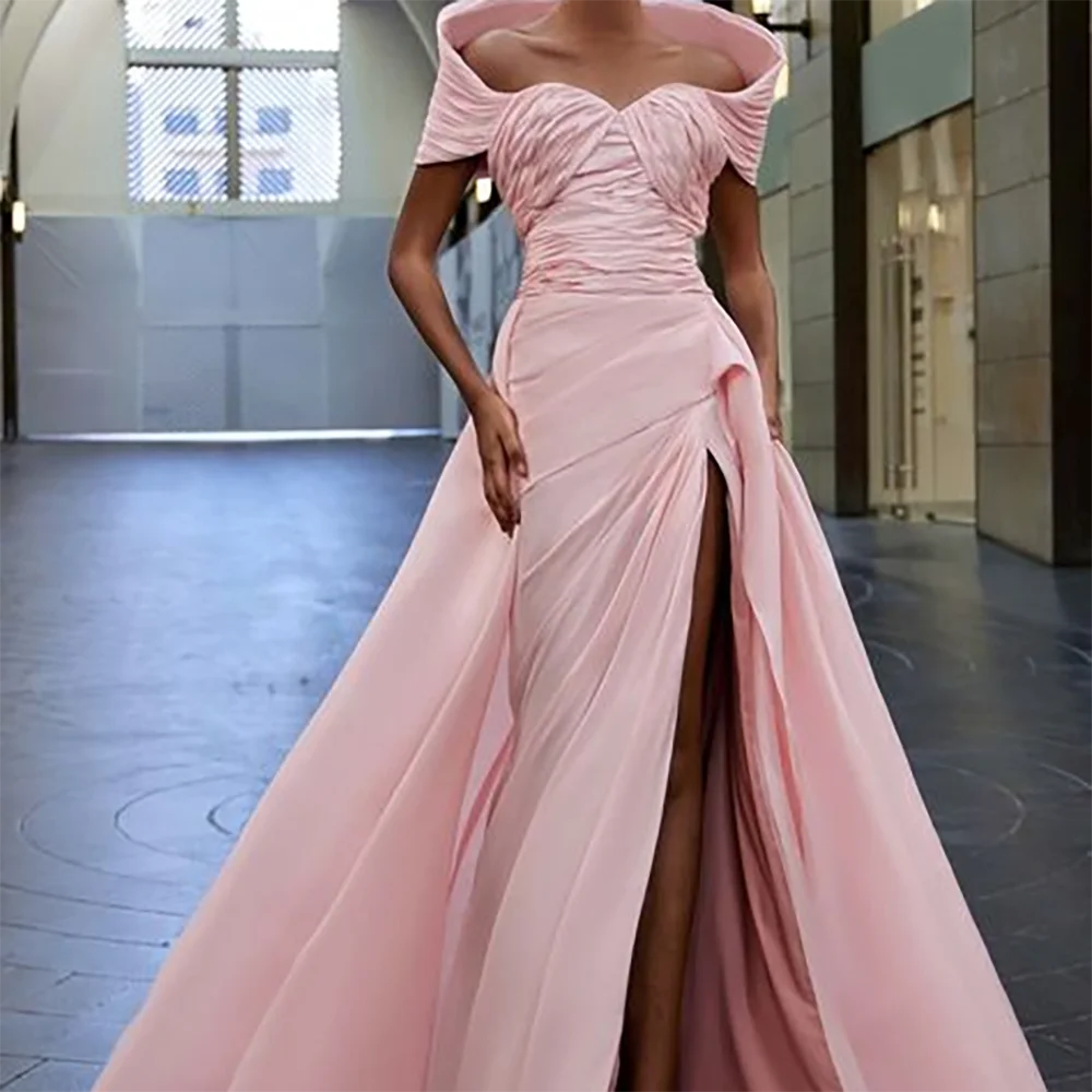 

Chic Off Shoulder Pleat Sleeveless Mermaid Formal Evening Dresses Birthday Party Prom Gowns Customized