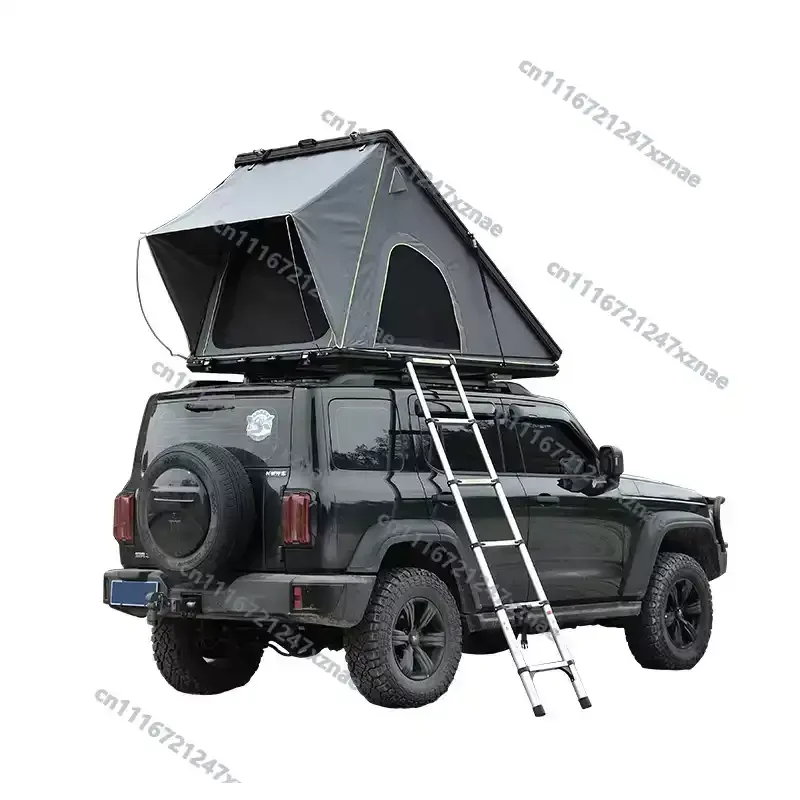 Lightweight Triangular Hard Shell Roof Tent 2 Person Flip Open Aluminum Car Camping Rooftop Tent SUV Quick Setup