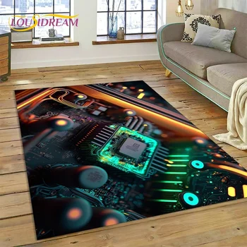 子供のためのPCB回路基板カーペット,3Dチップ,寝室,リビングルーム,家のソファの装飾,大きなゲームの床マット,子供へのギフト