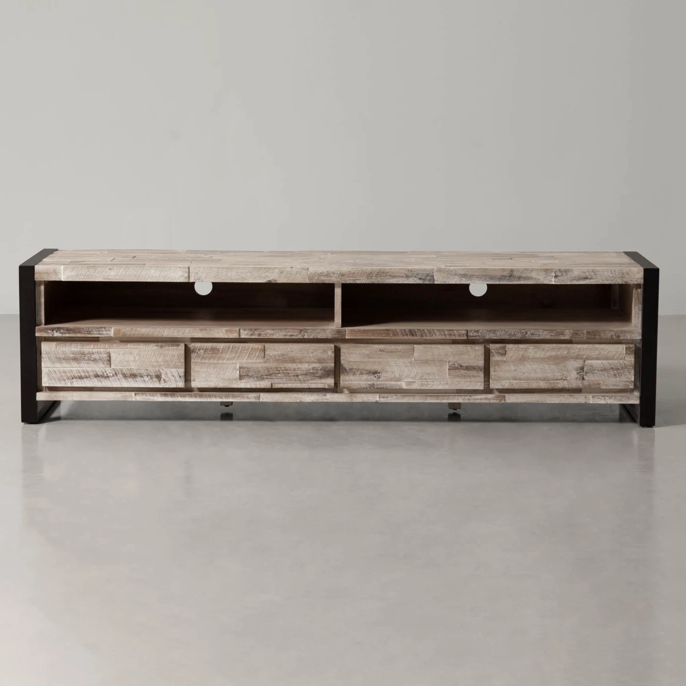 ！@Modern Solid Wood Living Room TV Stand Heavy Duty Long Buffet Cabinet with Adjustable Shelves Fits 65