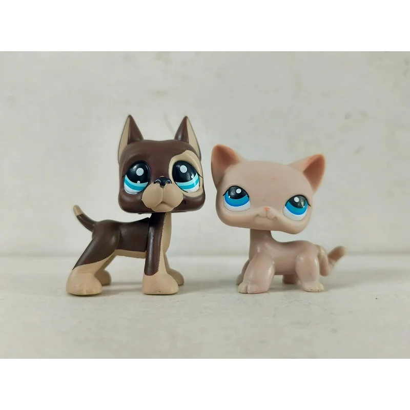 2 개/몫 미니 애완 동물 가게 장난감 갈색 개 핑크 고양이 # 817 # 228 동물 LPS 피규어