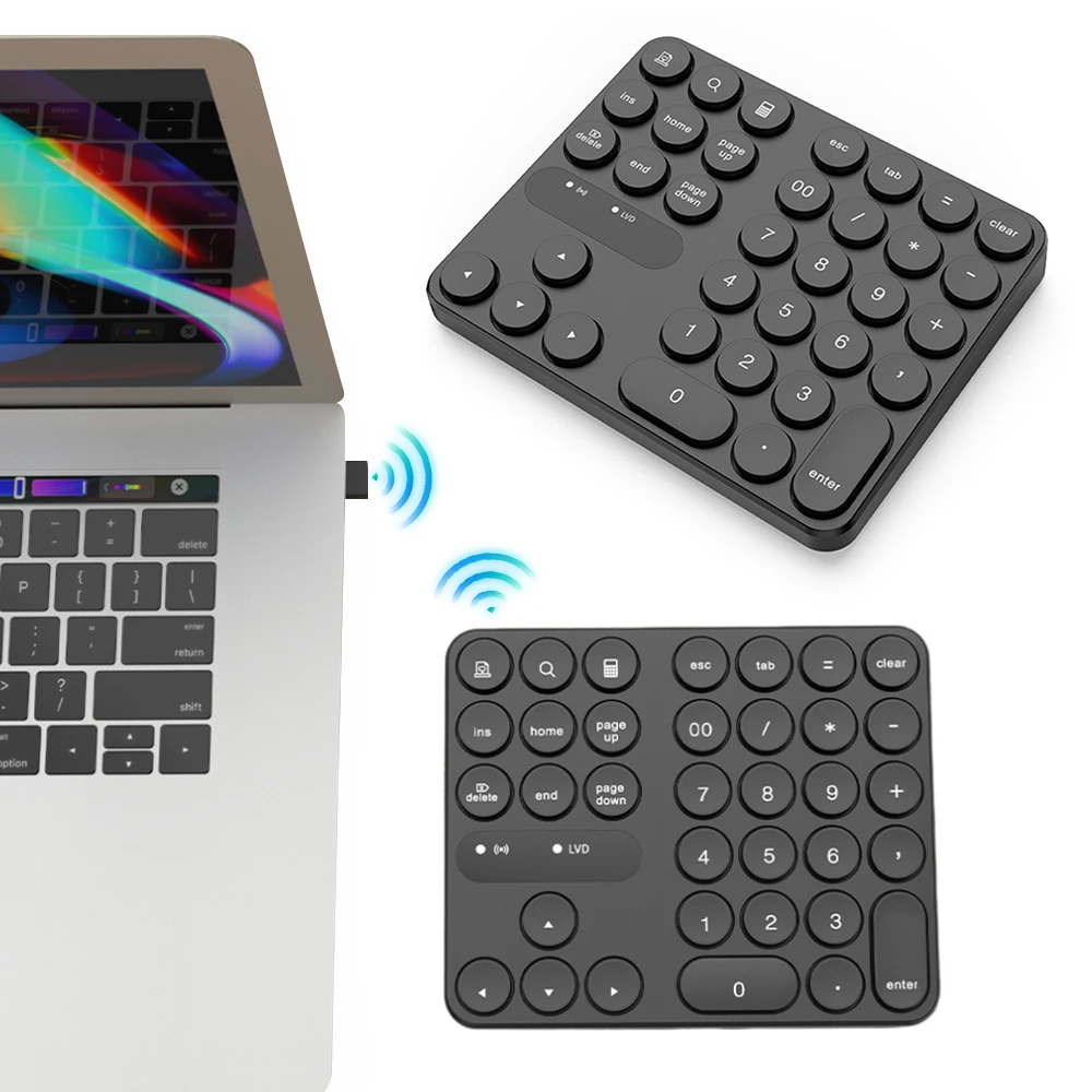 2.4G Wireless Mini Numeric Keypad 35 Keys Number Keypad Digital Keyboard Accounting Number Pad for Laptop Computer Desk PC
