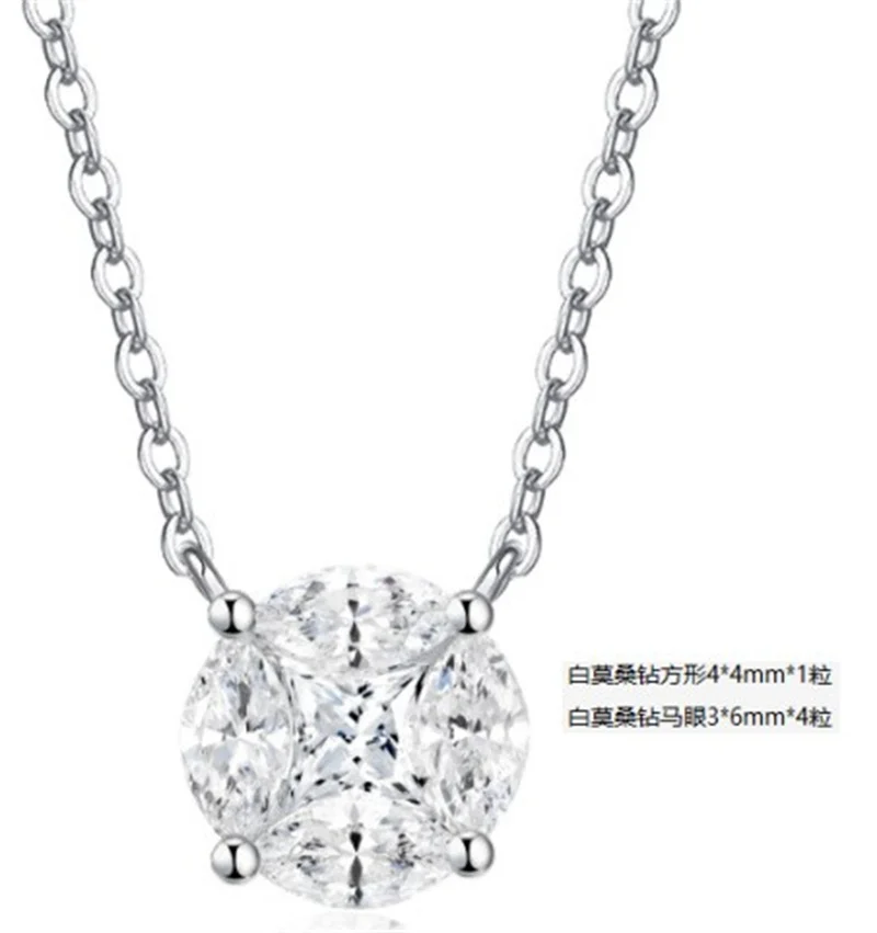 

ZFSILVER модное классическое серебро 925 пробы с муассанитом нестандартной формы, круглое ожерелье, очаровательные женские аксессуары, вечерние ювелирные изделия, подарок N15674