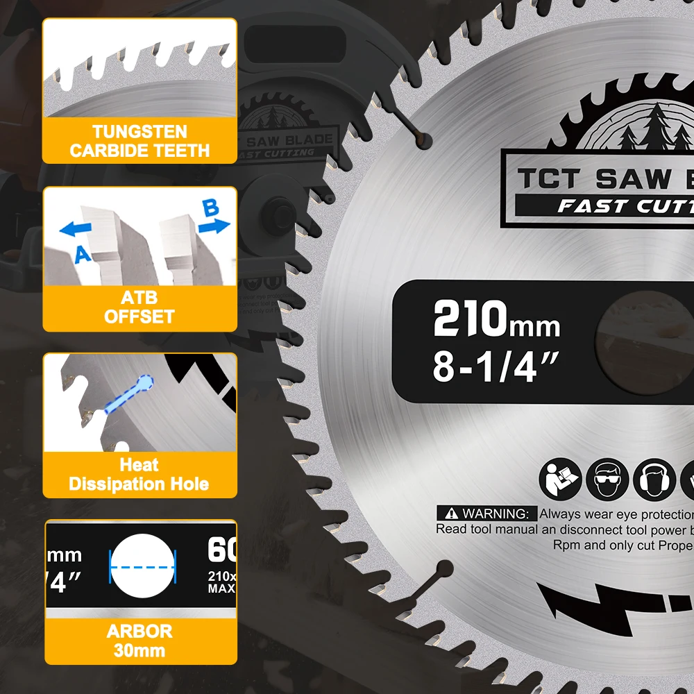 XCAN 1/3pcs 210mm Circular Saw Blade 24T/48T/60T/80T Wood Cutting Disc Carbide Tipped TCT Saw Blade Woodworking Tools view 4