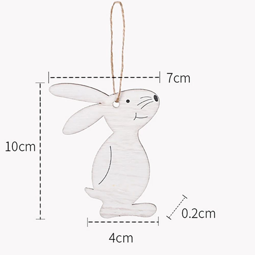 3 Pack Easter Rabbit Bunny Wooden Pendant Easter Decoration Hanging Craft for DIY Home Party Kids Gift