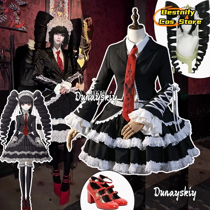 

Dangaronpa Celestia Ludenberg Косплей Костюм Готическое Платье yasuhiro taeko Ролевая игра Антигравитационный двойной хвост парик костюмы