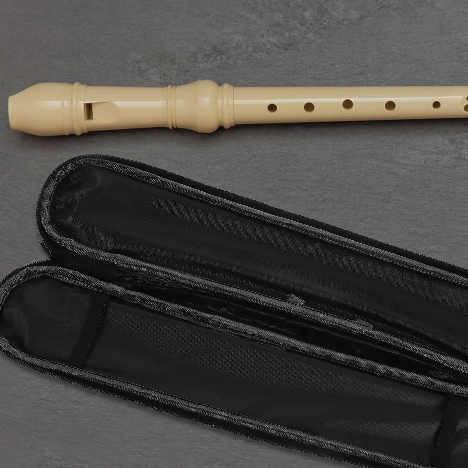 Flute and Recorder Case Bag Waterproof PU Dual Compartment Padded Dividers Quick Access Travel Instrument Carry Bag