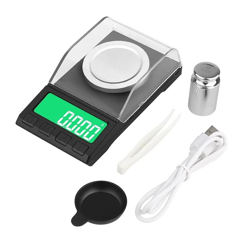 Portable Milligram Scale 100G/0.001G, High Precision Powder Scale With Cover, Backlit LCD