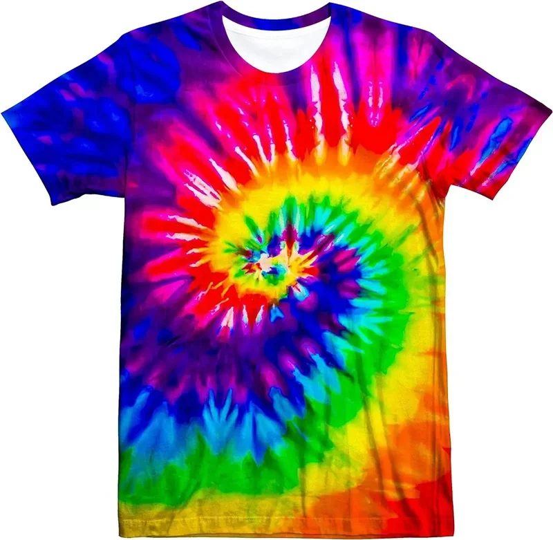 Fashion Men's Rainbow Spiral Tie Dye 3D Print T-Shirt Hippie Colorful Short Sleeve Casual Festival Tee Daily Casual Unisex Tops