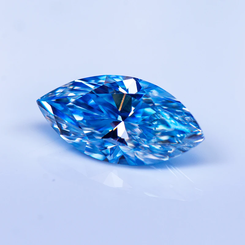 Moissanit-Stein im Marquise-Schliff, eisblau, DIY-Anhänger für Schmuckherstellung, Ring, Halskette, Ohrringe, Hauptmaterialien, Zertifikat – Detail 6