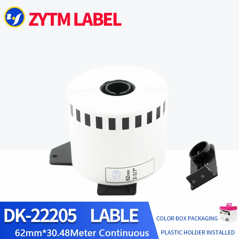 10 Rolls Brother Compatible DK-22205/DK-44605 Label 62mm*30.48M Continuous for Thermal Printer QL-700/QL-800/QL-1100/QL-1110NWB