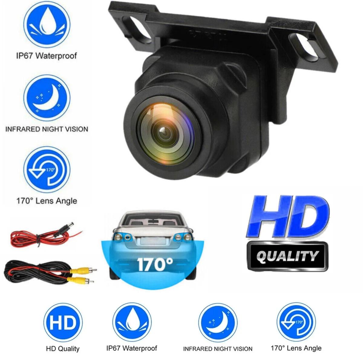 Car Rear View Camera Wide Angle Adjustable Anti-Interference Night Vision Waterproof Auto Parking Backup Camera