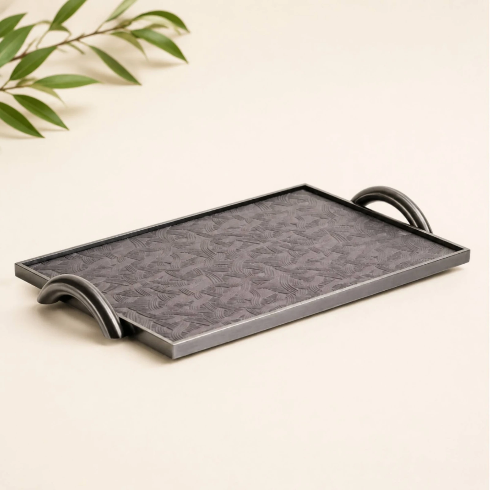 Leather Tray with Handles Modern Valet Tray with Handles Organizer Slim-Profile Long-Lasting for Dressing Room, Closet
