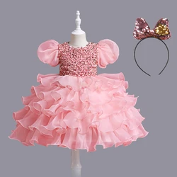 Children in Europe   Puffy sleeves Sequins Gauze Puffy skirt Princess dress Costumes