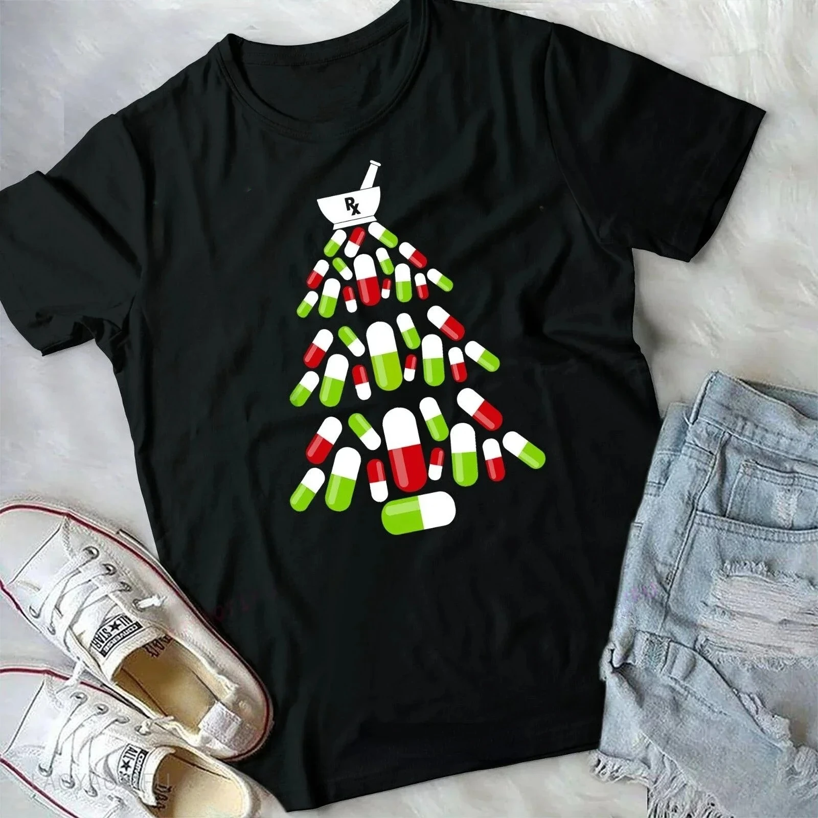 

Very Fun Pharmacy Christmas Tree Shirt - Pharmacist ChristmasFashion Casual T-shirt y2k top