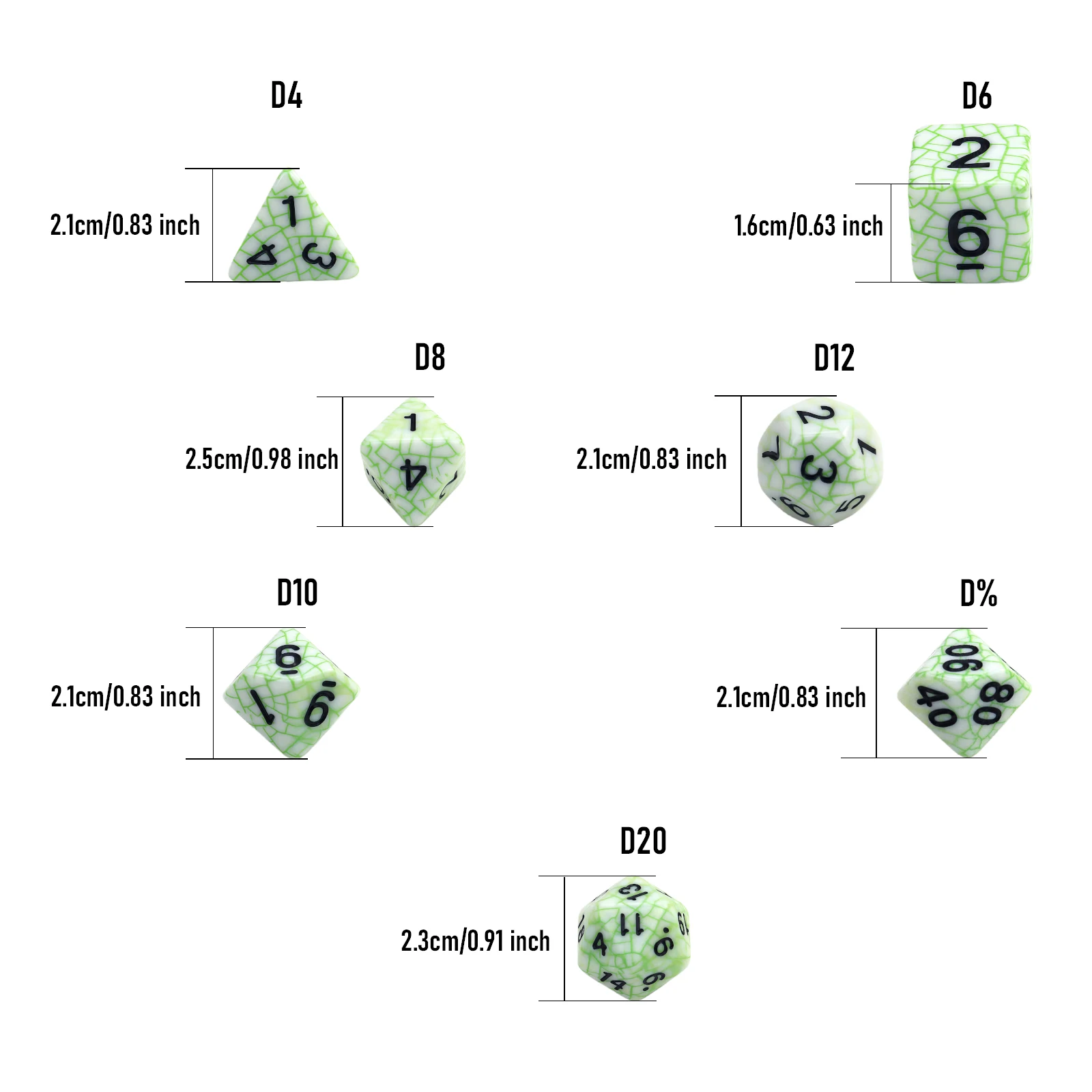 7-Piece Polyhedral Grid-Patterned Board Game Dice - Ideal Holiday Gift for Families (Halloween & Christmas) with Carry Bag