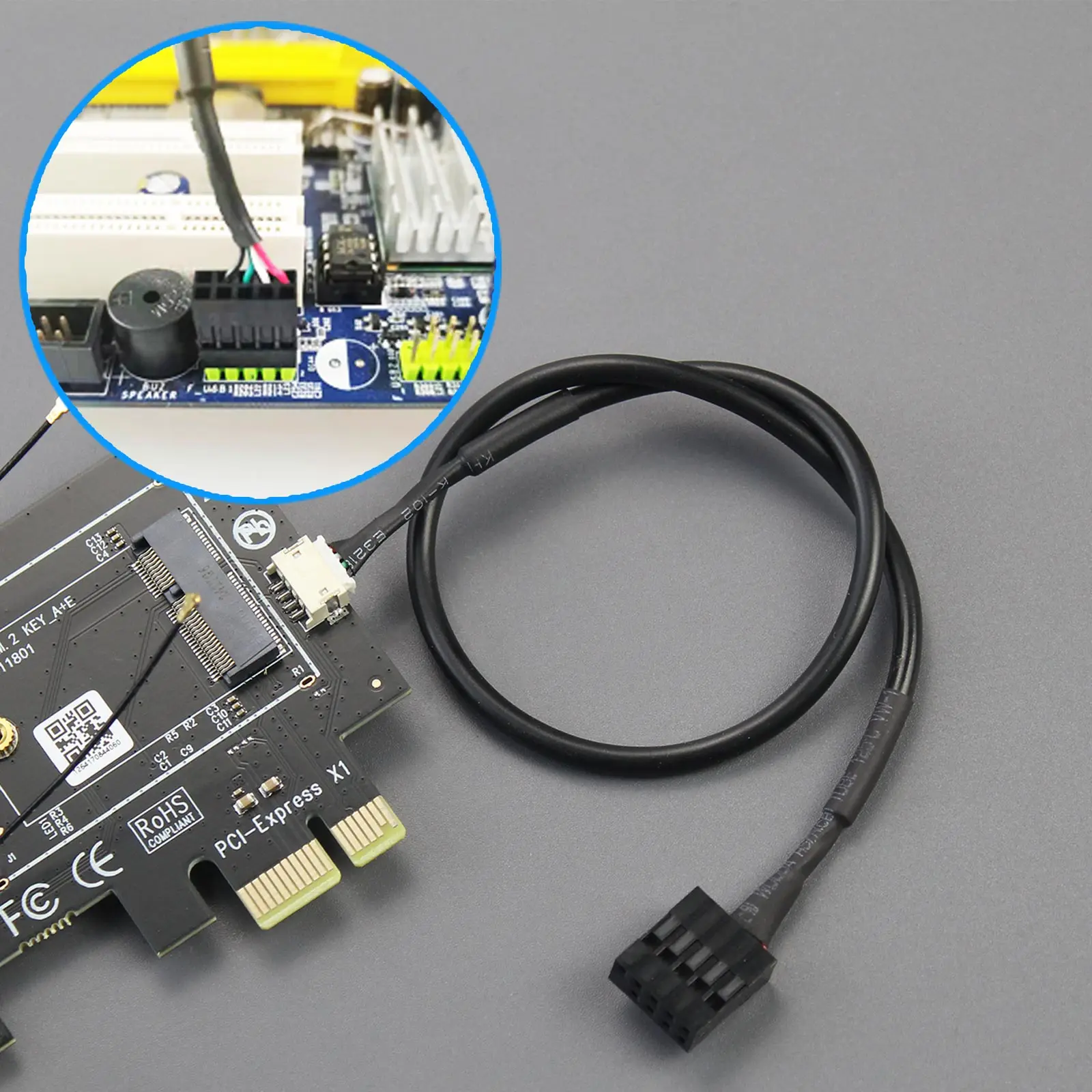 M.2 E Key to PCIe WiFi Adapter for M.2 WiFi 4/5/6/6e/7/Coral TPU Module