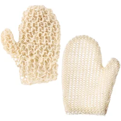 2 Pcs Sisal Braided Shower Gloves Bath Bathing Supply Exfoliating Mittens For Foaming