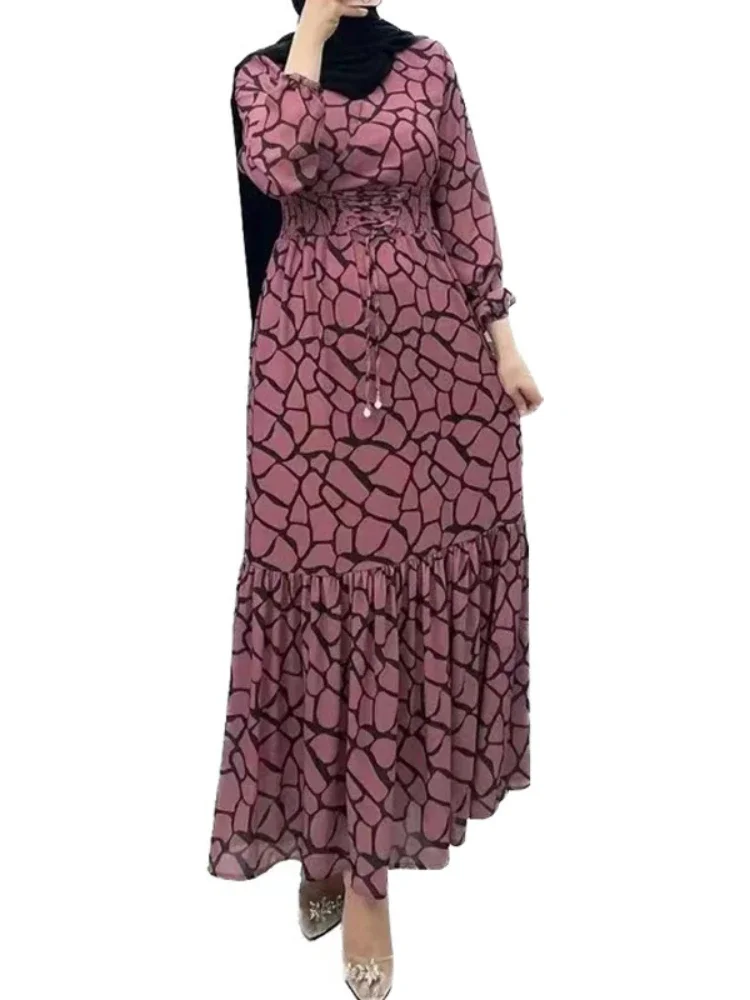 Abiti Eid Women 2024 Abaya Print abito musulmano Vestidos Largos Party Bandage Dubai Arab Ramadan Abayas caftano Vestido Kaftan