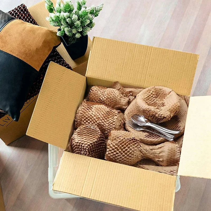 حار TTKK 10 لفة ورق التغليف المعاد تدويره 12 بوصة × 33FT ايكو العسل ورقة لتحريك التعبئة والتغليف التفاف وسادة المواد القابلة لإعادة التدوير