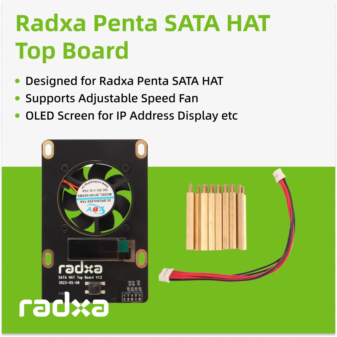 Radxa Penta SATA HAT Top Board, dirancang untuk Radxa Penta SATA HAT