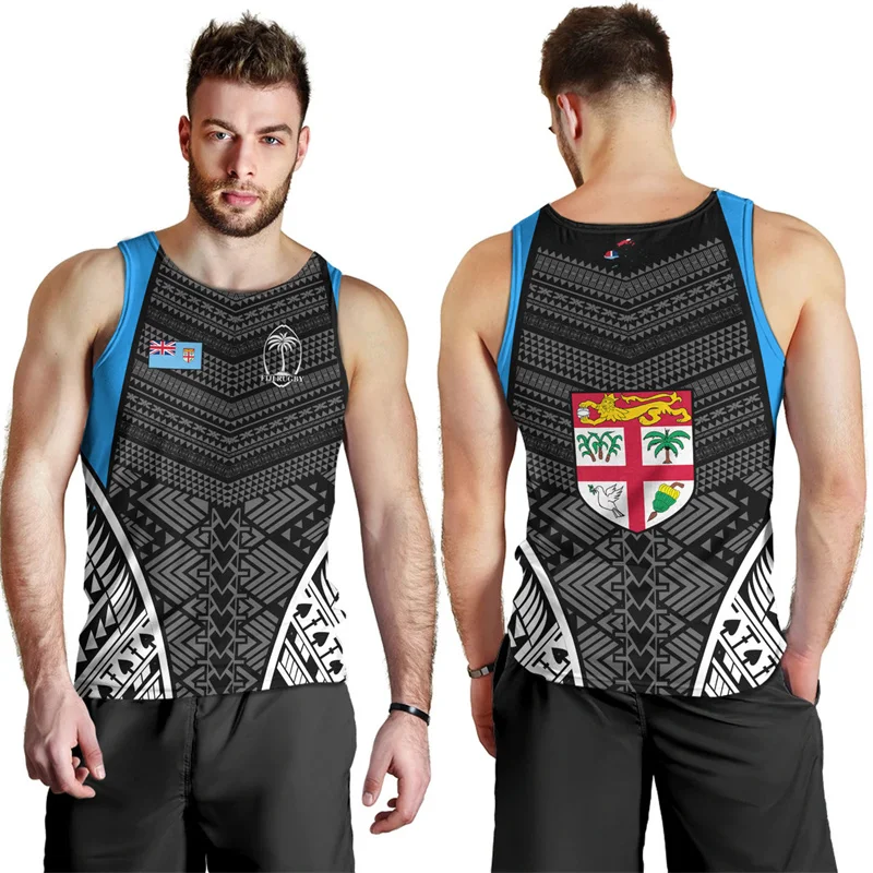 Summer Harajuku 3D Printing Flying Fijians Tank Top Fiji Emblem Fijian Pride Graphic Gym Tank Top Men Cool Streetwear Vest Tops