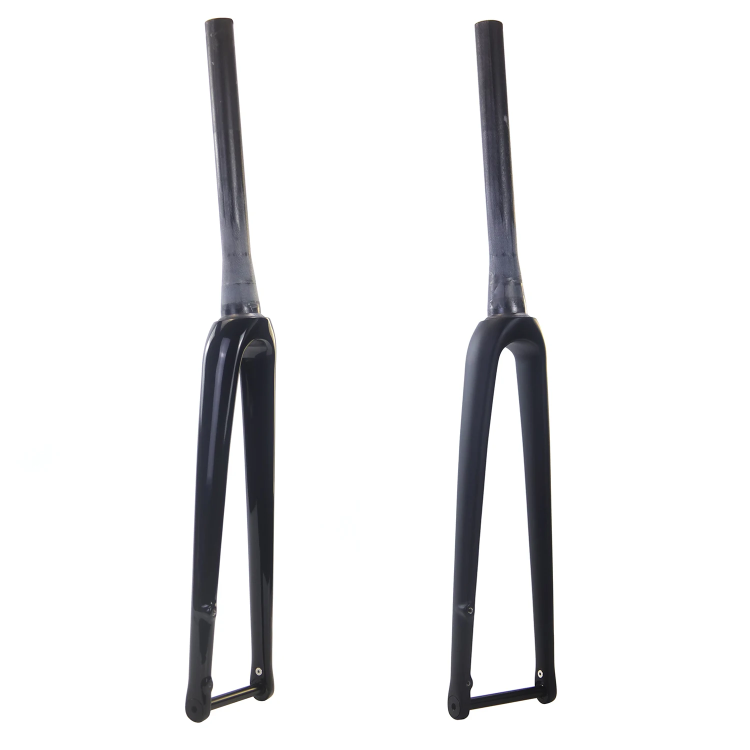 Carbon Rigid Road Bike Fork 700c 28.6mm 1 1/8 Tapered 1 1/2 Thru Axle 100 x 12mm Flat Mount Disc Brake Super Light Inner Housing