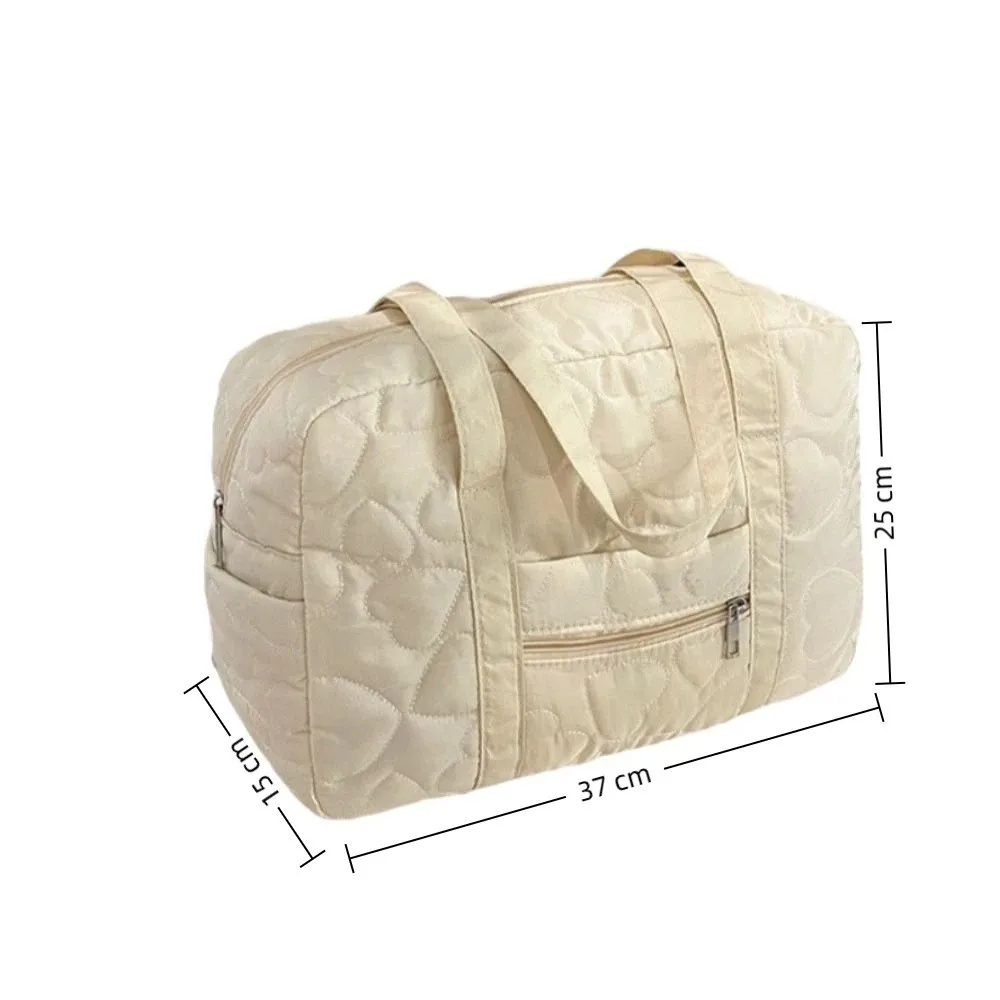 Korean Style Solid Color Underarm Bag Heart Pattern Storage Function Mommy Handbag Storage Bag Travel view 6