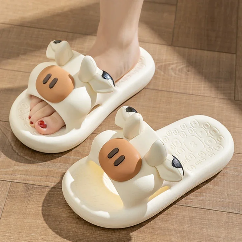 Home Slipper Cloud Woman Cow Dog Puppy Sandal Funny Flip Flops Cartoon Soft Beach Non Slip House Shoe Platform Female Slides