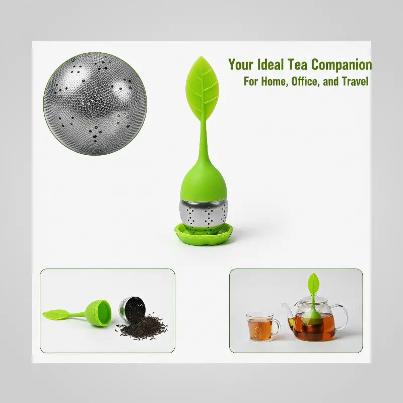 Tea Infuser Food Grade Silicone Stainless Steel Heat Resistant Tea Strainer Fine Mesh Loose Leaf Filter Premium Cute Teaware 1pc