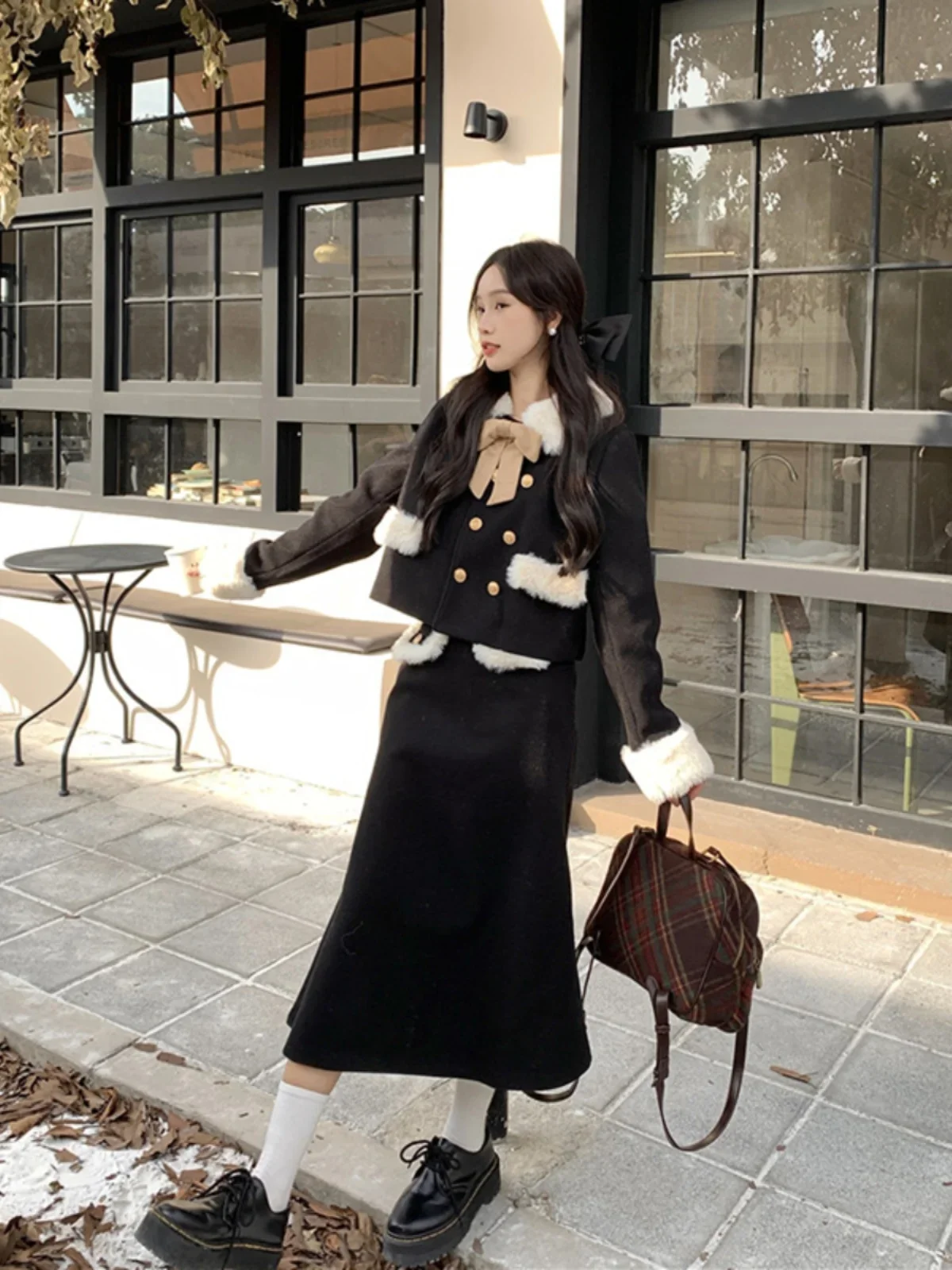 Bouclé Rich Heiress Padded Thick Woolen Coat Long Skirt Women Autumn 2024 New Fashion Set Female Office Lady Clothing Hot Sale