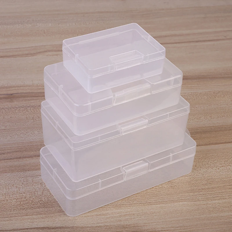 Square Transparent Plastic Storage Box Rectangular Storage Box Desk Organizers Office School Stationery Table Storage Containers
