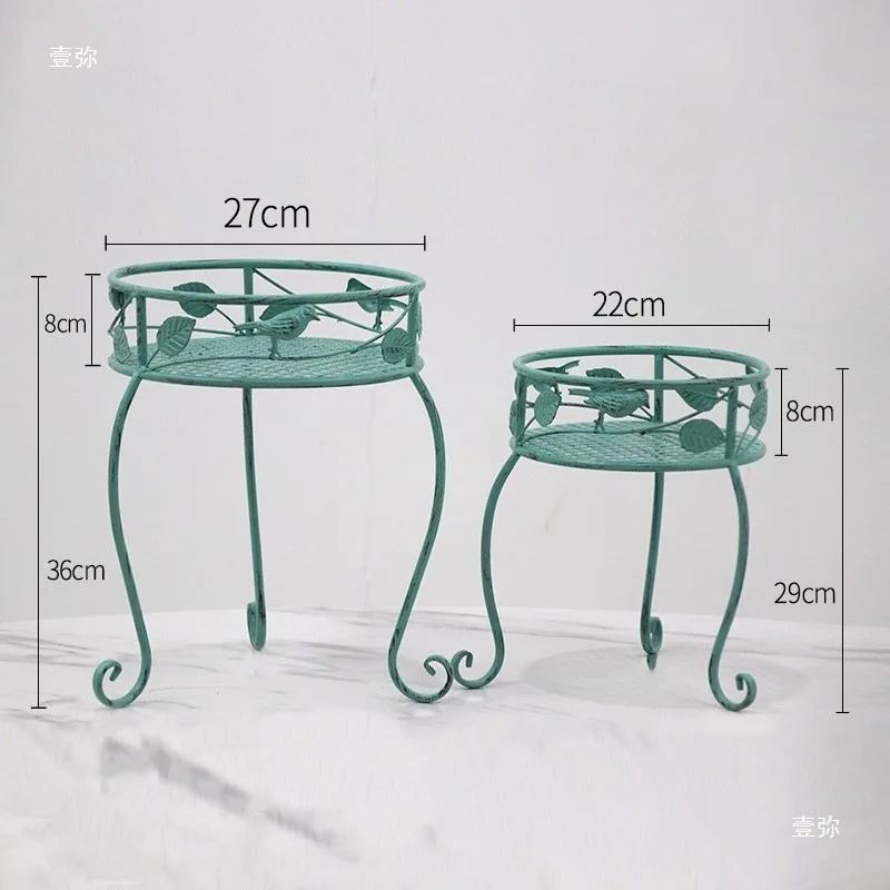 Wrought iron flower stand retro wind balcony floor-to-ceiling courtyard garden living room bonsai stand flower stool rack