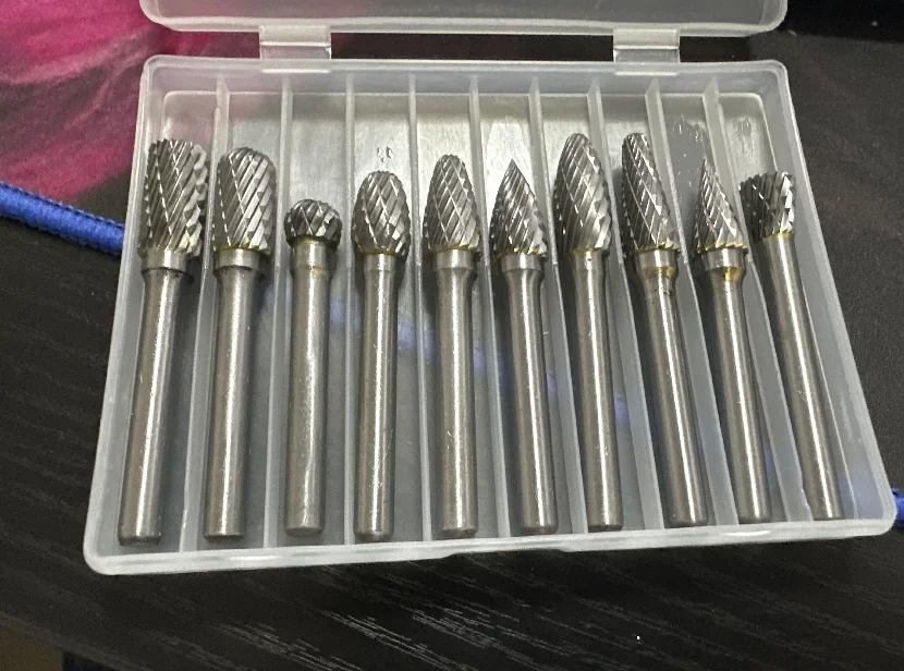 

Напильники для роторных фрез с одинарной/двойной резкой, портативный набор инструментов, 10 шт./компл., 6x10 мм, твердосплавные фрезы, гравировка с ЧПУ, хвостовик 1/4 дюйма