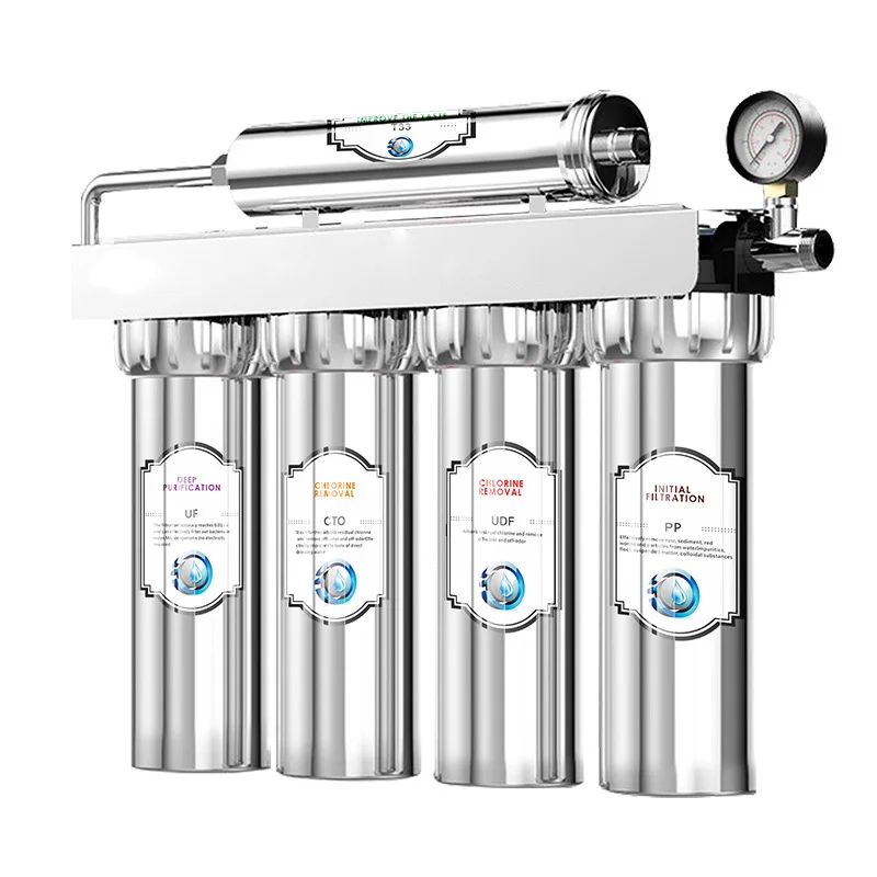 Kitchen Water Purification System Stainless Steel Ultrafiltration Water Purifier (PP+UDF+CTO+UF+T33) Home Direct-Drinking Water