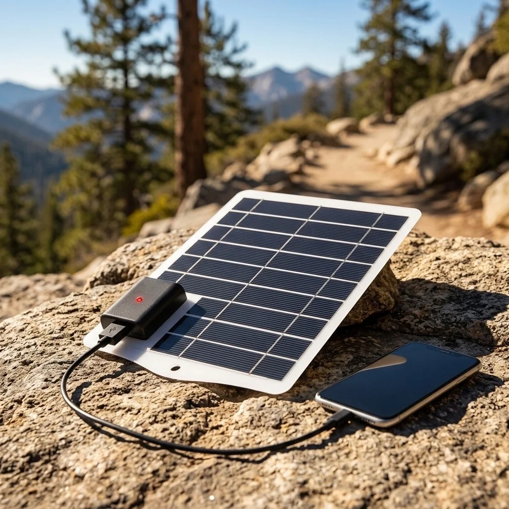 5W Portable Solar Panel for Charging Phones Tablets LED Lights and Portable Fans in Natural Sunlight Without External Power
