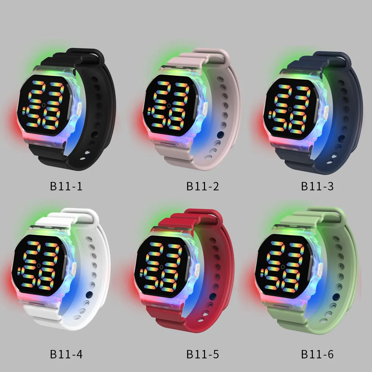 Hot Selling kids Sports Electronic Watch Minimalist Polygonal LED Illusion Luminous Student Sports Watch Bracelet