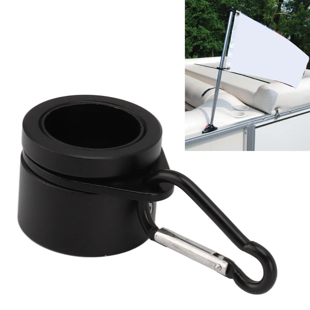 2pcs Durable Aluminium Alloy Flag Pole Rings With Carabiners Black Flagpole Mounting Clips Spinning Flag Pole Kit Flagpole