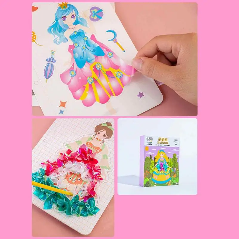 DIY Painting Sticker Craft Toys Kid Art Girls Poking Princess Handmade Educational Magical Children Gifts